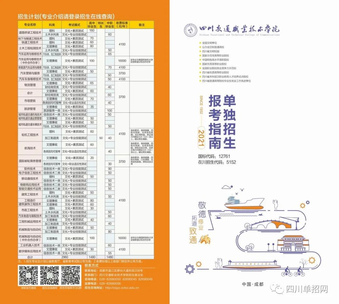 四川交通职业技术学院2021年单独招生报考指南